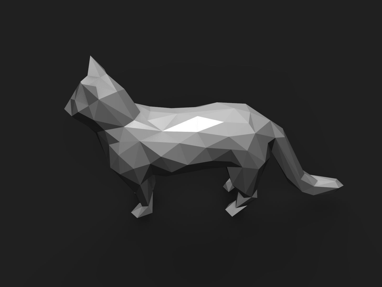 Cat Low Poly 3D print model_7