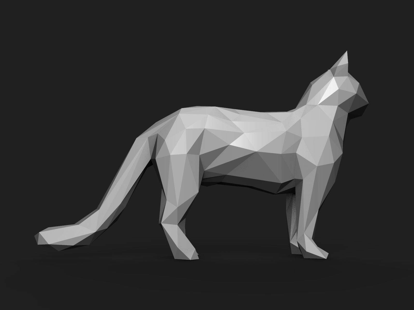 Cat Low Poly 3D print model_6
