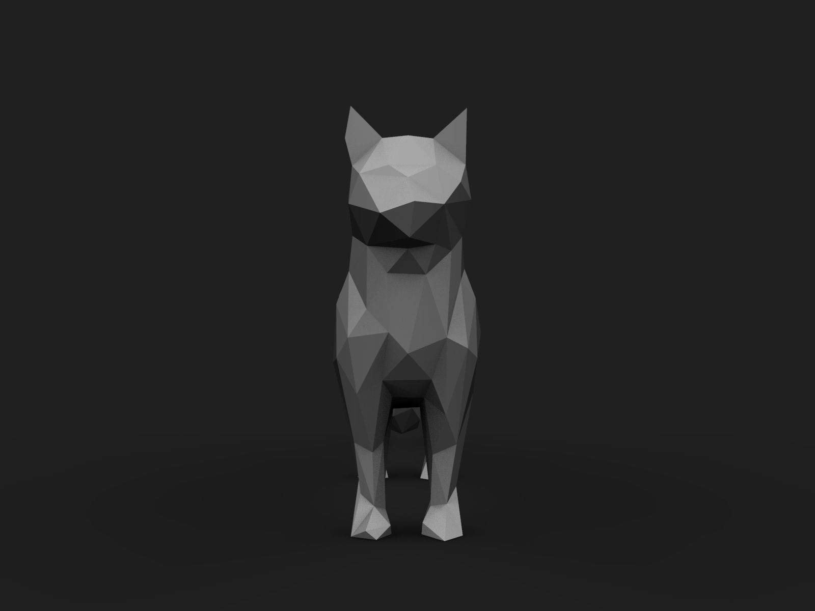 Cat Low Poly 3D print model_3