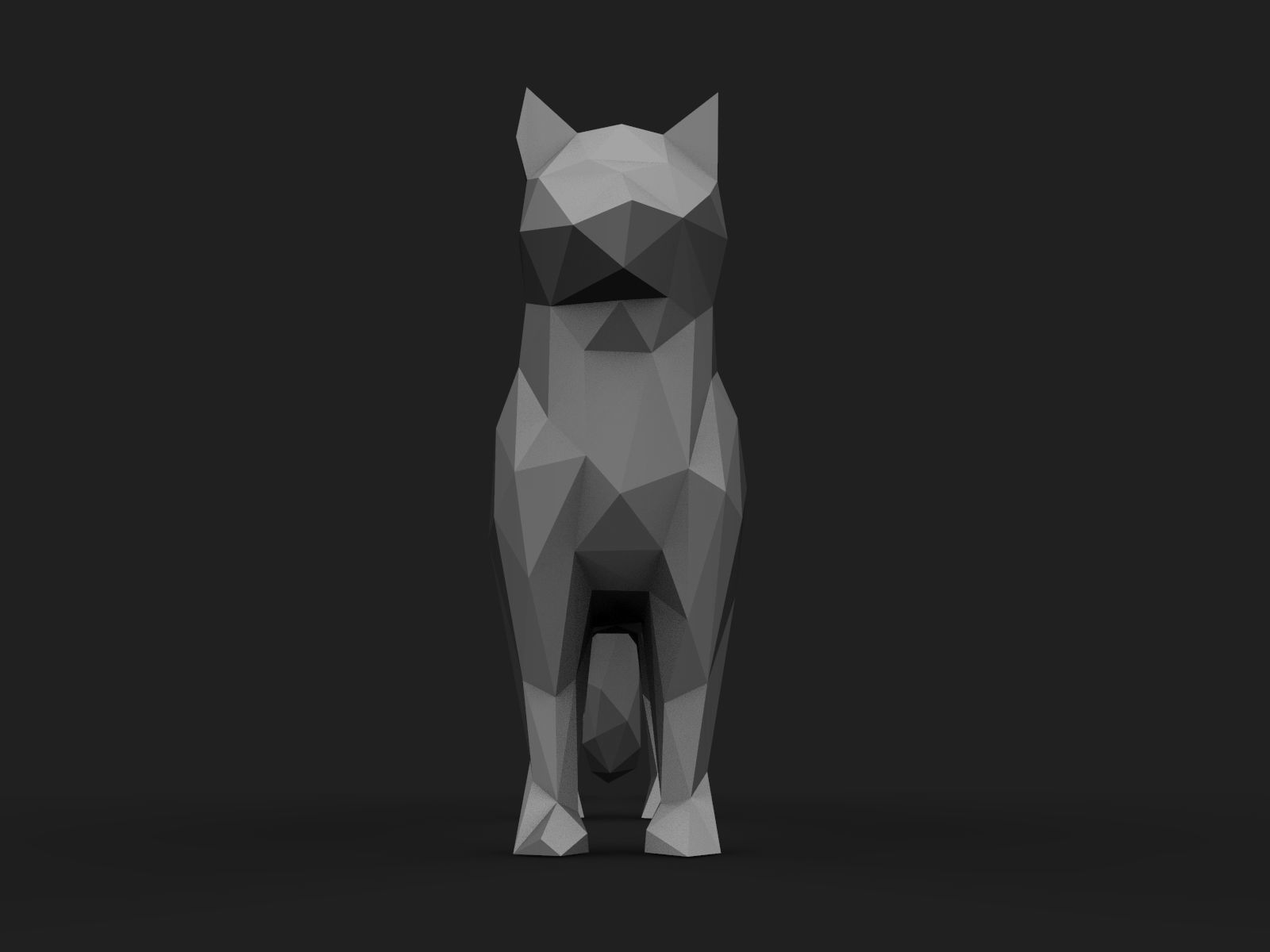Cat Low Poly 3D print model_2