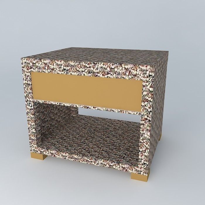 Night Table Wicker Free 3D model_1