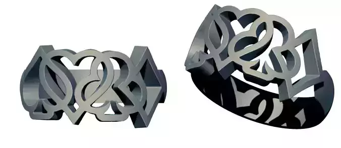 Casino Playing cards ring 3D print model