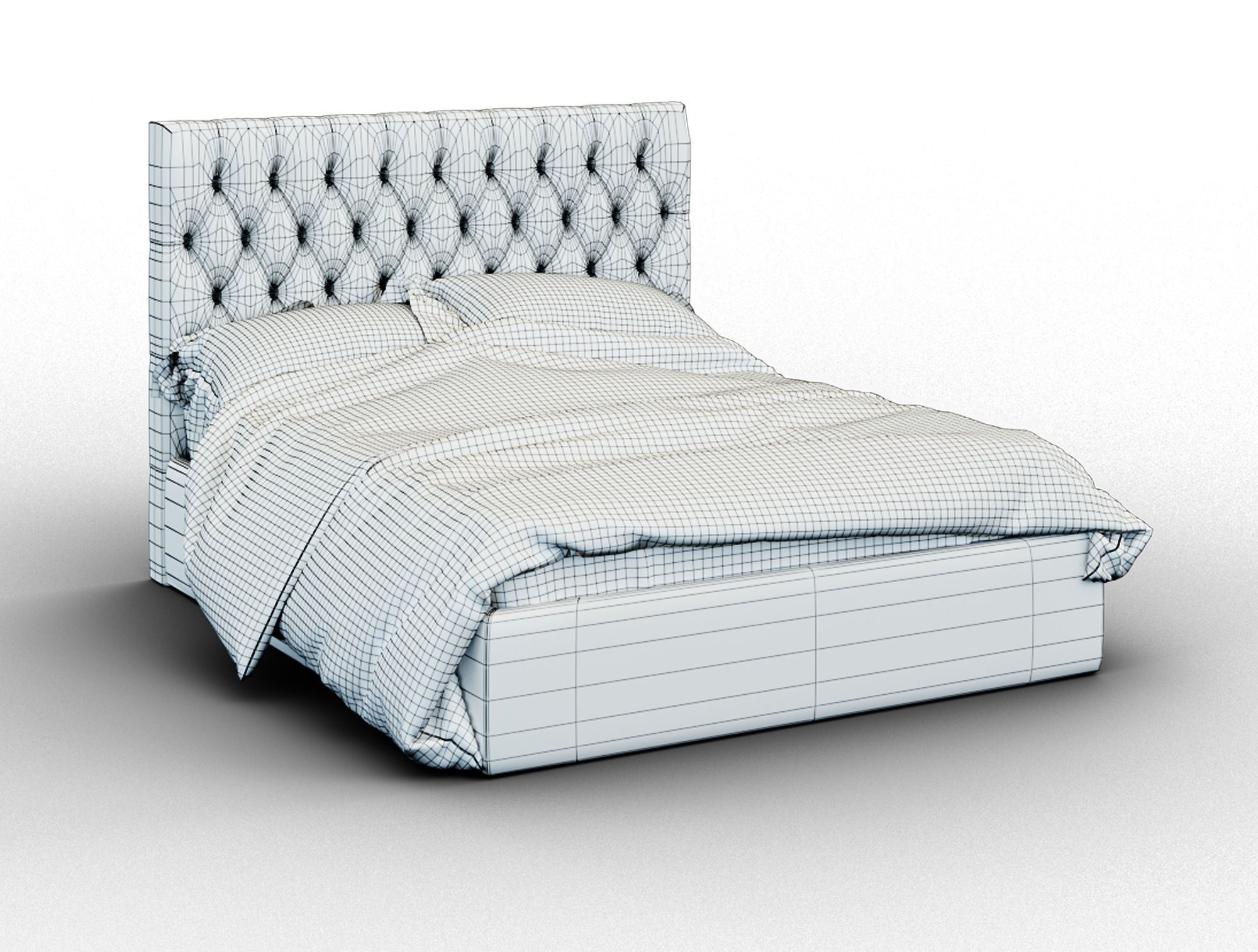 Forli bed with tufted headboard Free 3D model_9