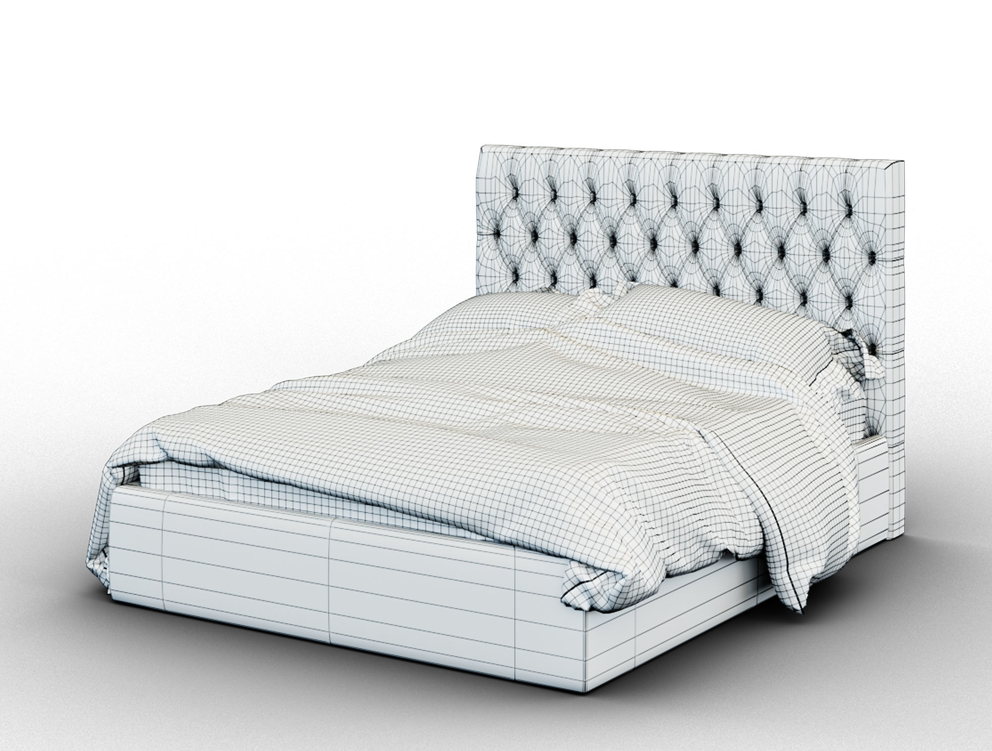Forli bed with tufted headboard Free 3D model_10