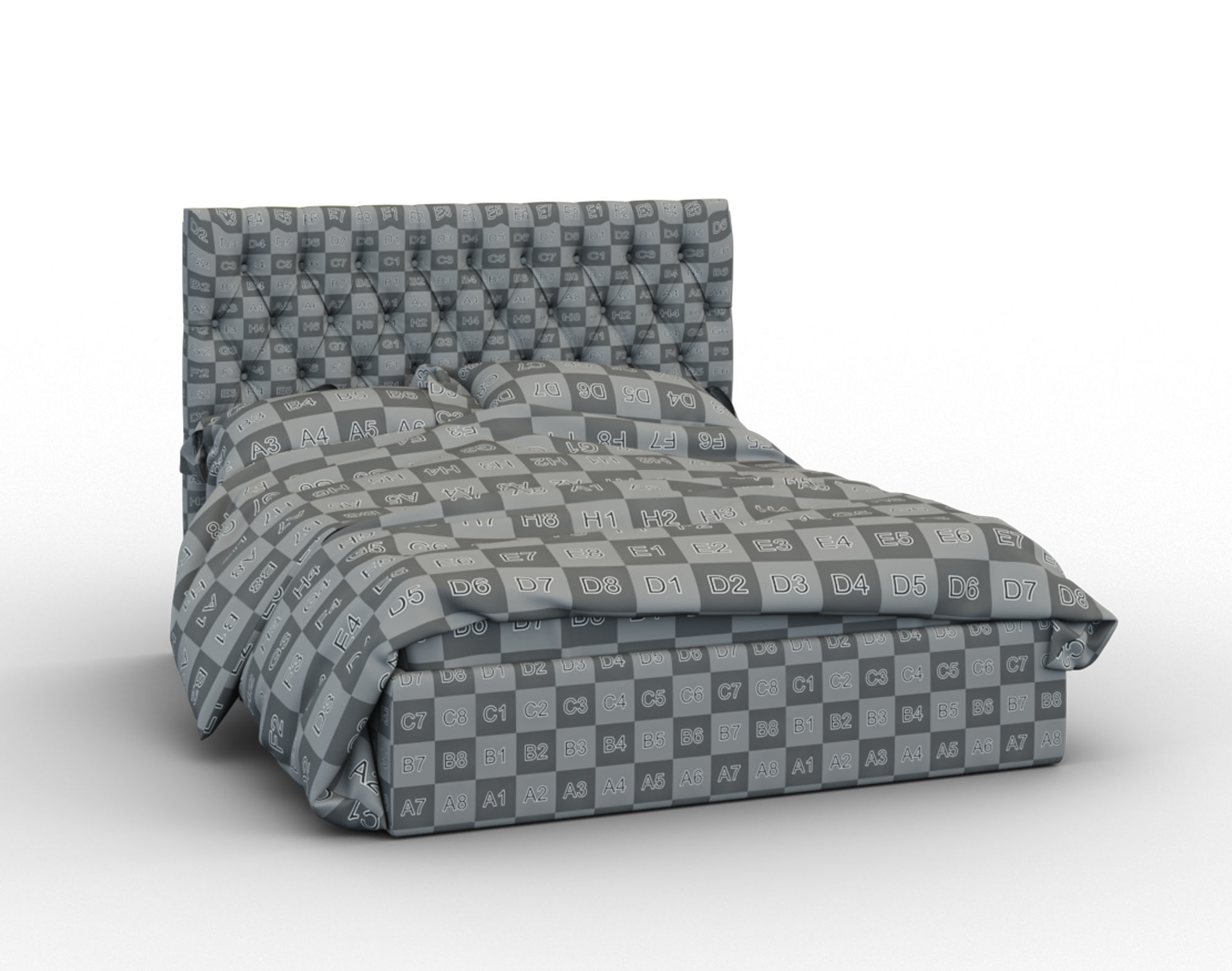 Forli bed with tufted headboard Free 3D model_21