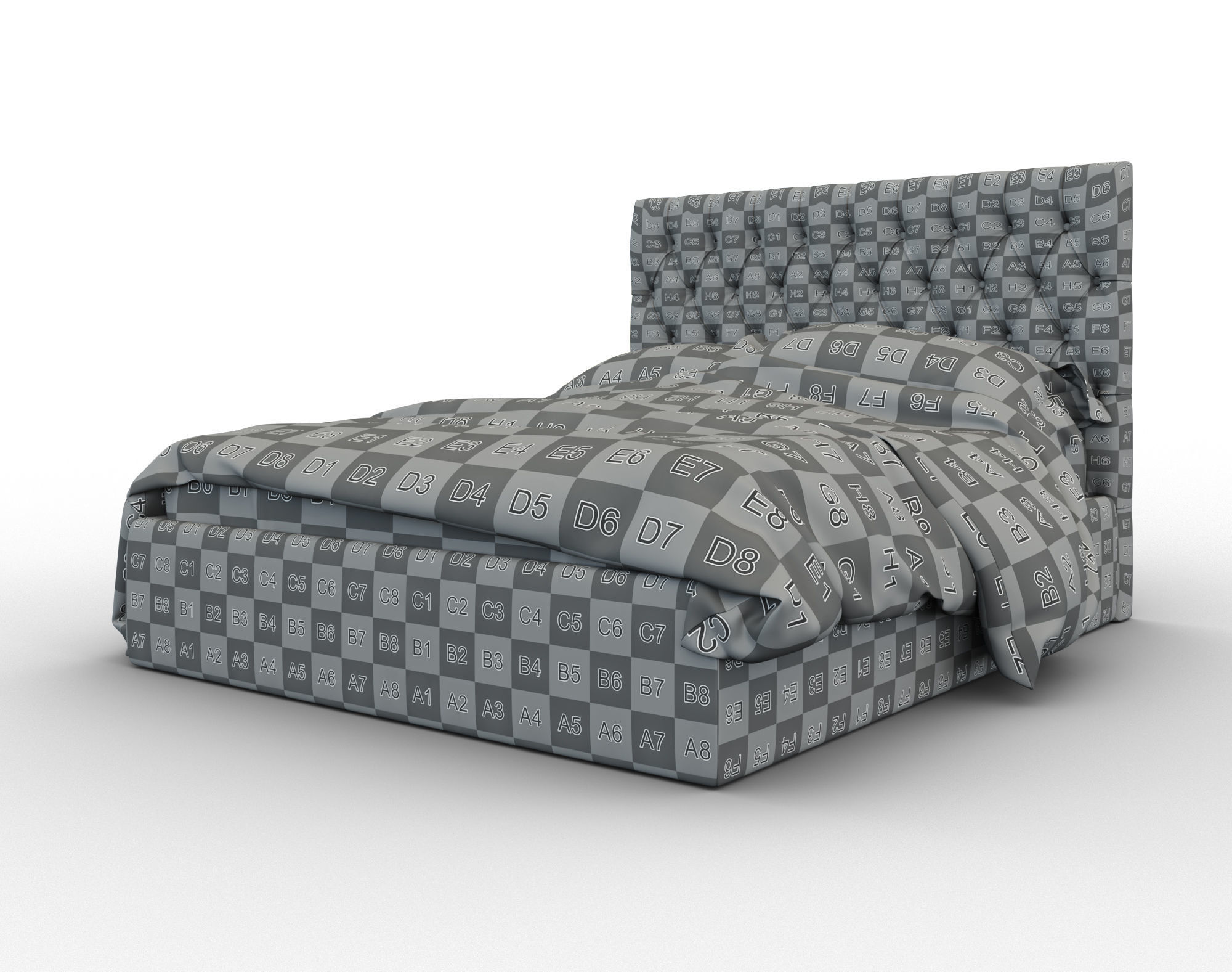 Forli bed with tufted headboard Free 3D model_22