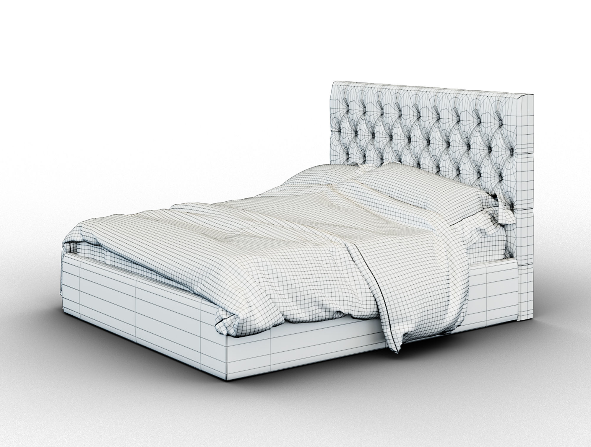 Forli bed with tufted headboard Free 3D model_11