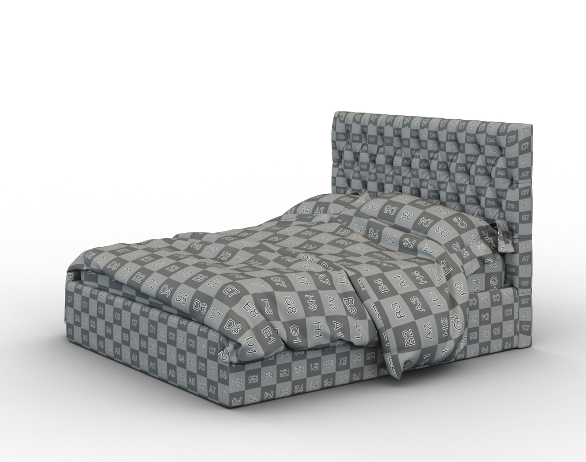 Forli bed with tufted headboard Free 3D model_19