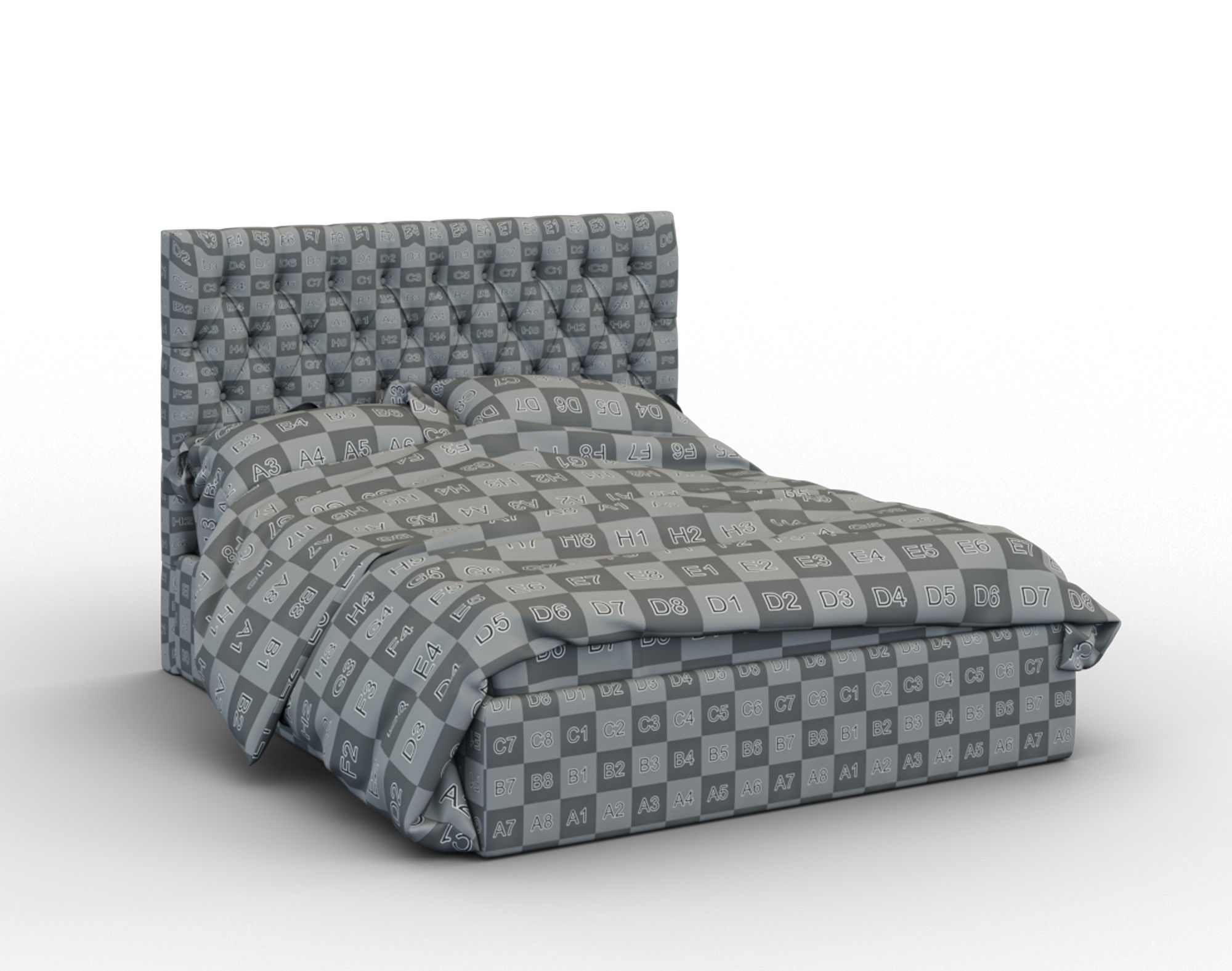 Forli bed with tufted headboard Free 3D model_17