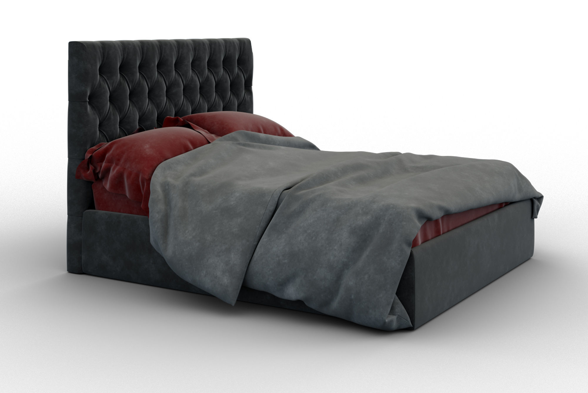 Forli bed with tufted headboard Free 3D model_3