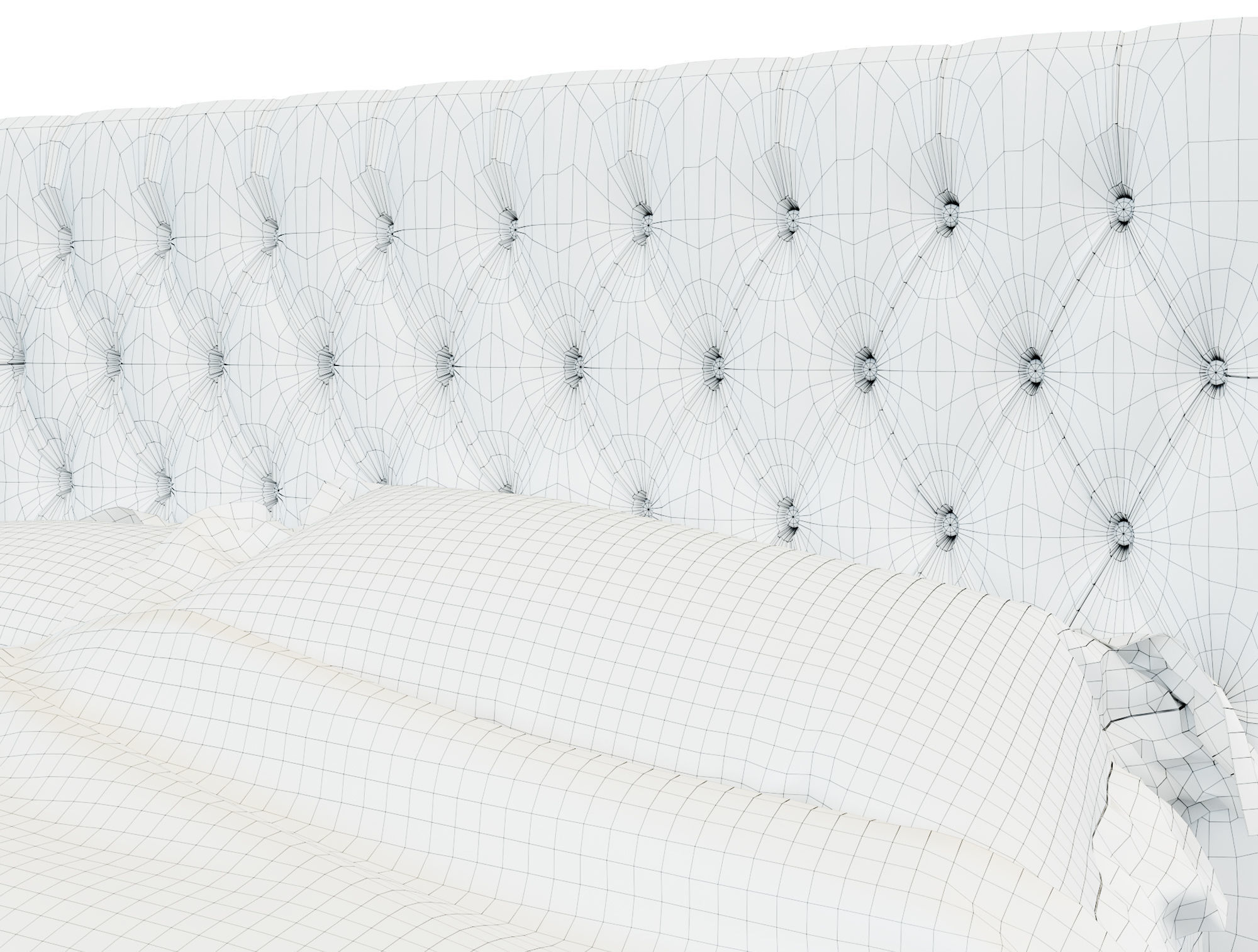 Forli bed with tufted headboard Free 3D model_15