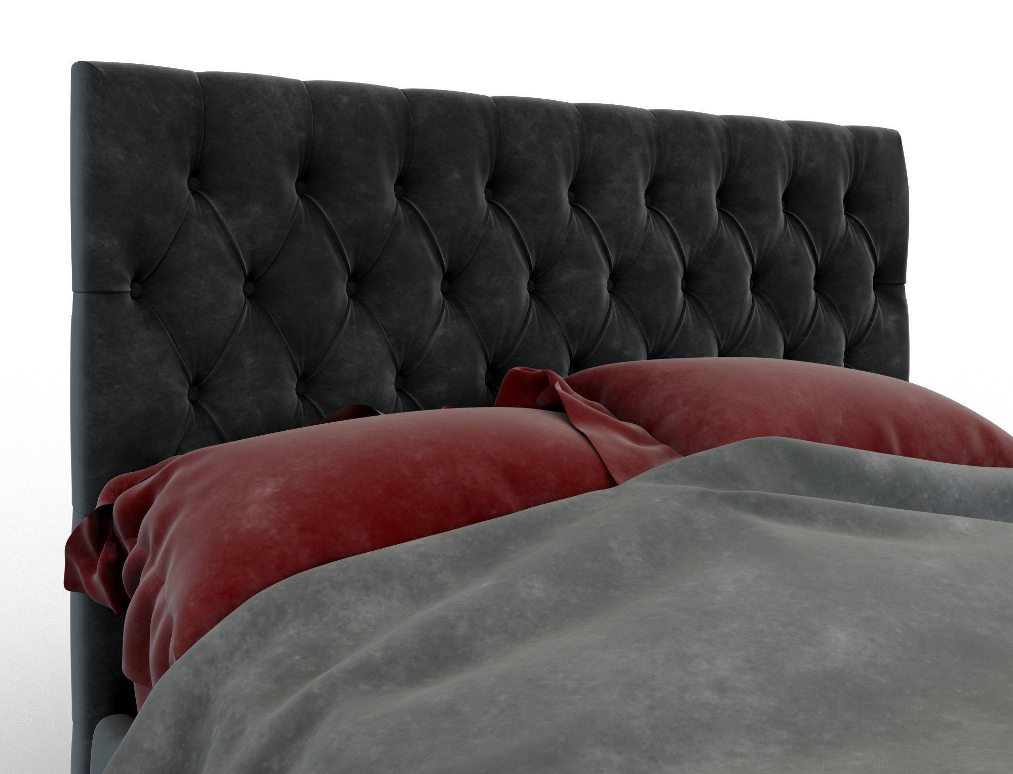 Forli bed with tufted headboard Free 3D model_6