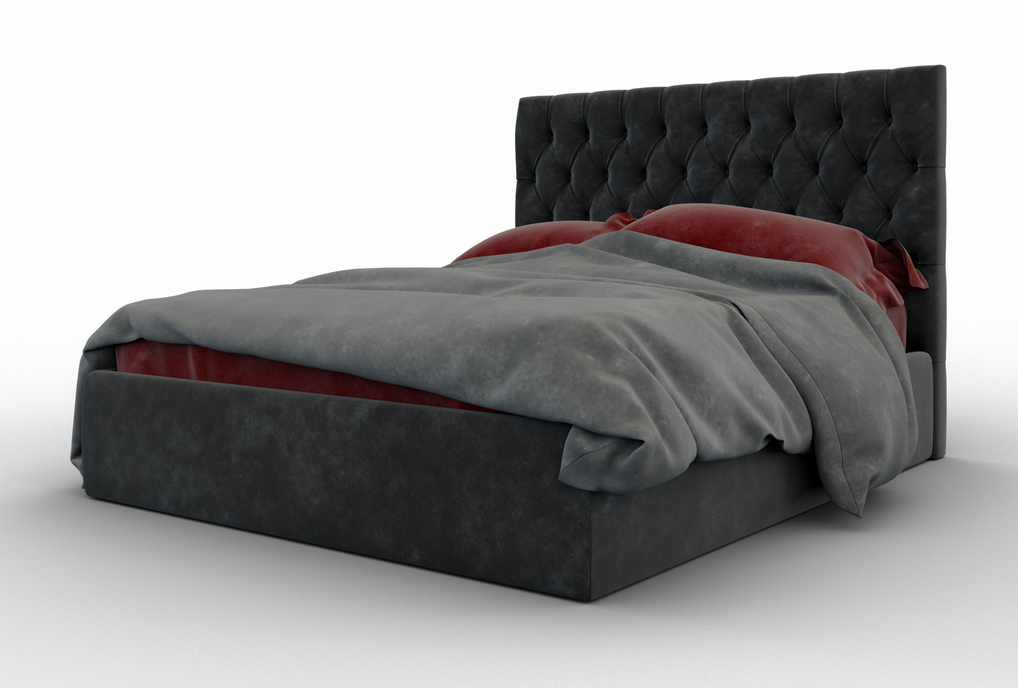 Forli bed with tufted headboard Free 3D model_4