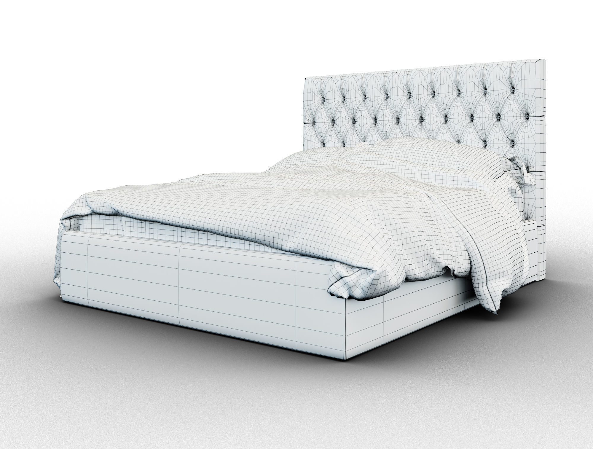 Forli bed with tufted headboard Free 3D model_14
