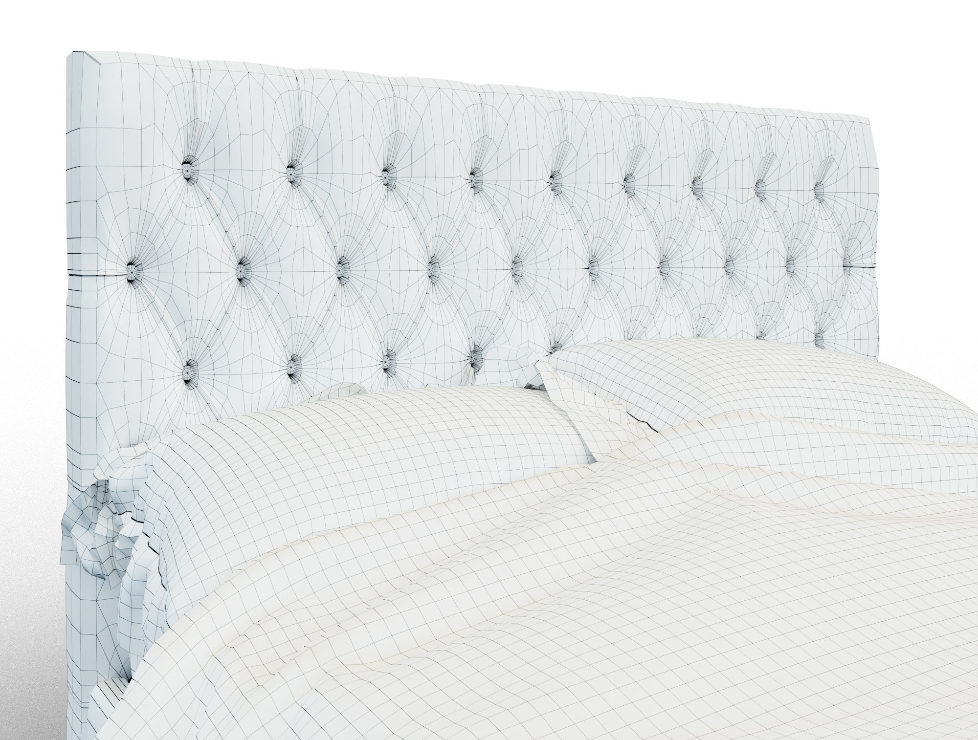 Forli bed with tufted headboard Free 3D model_16