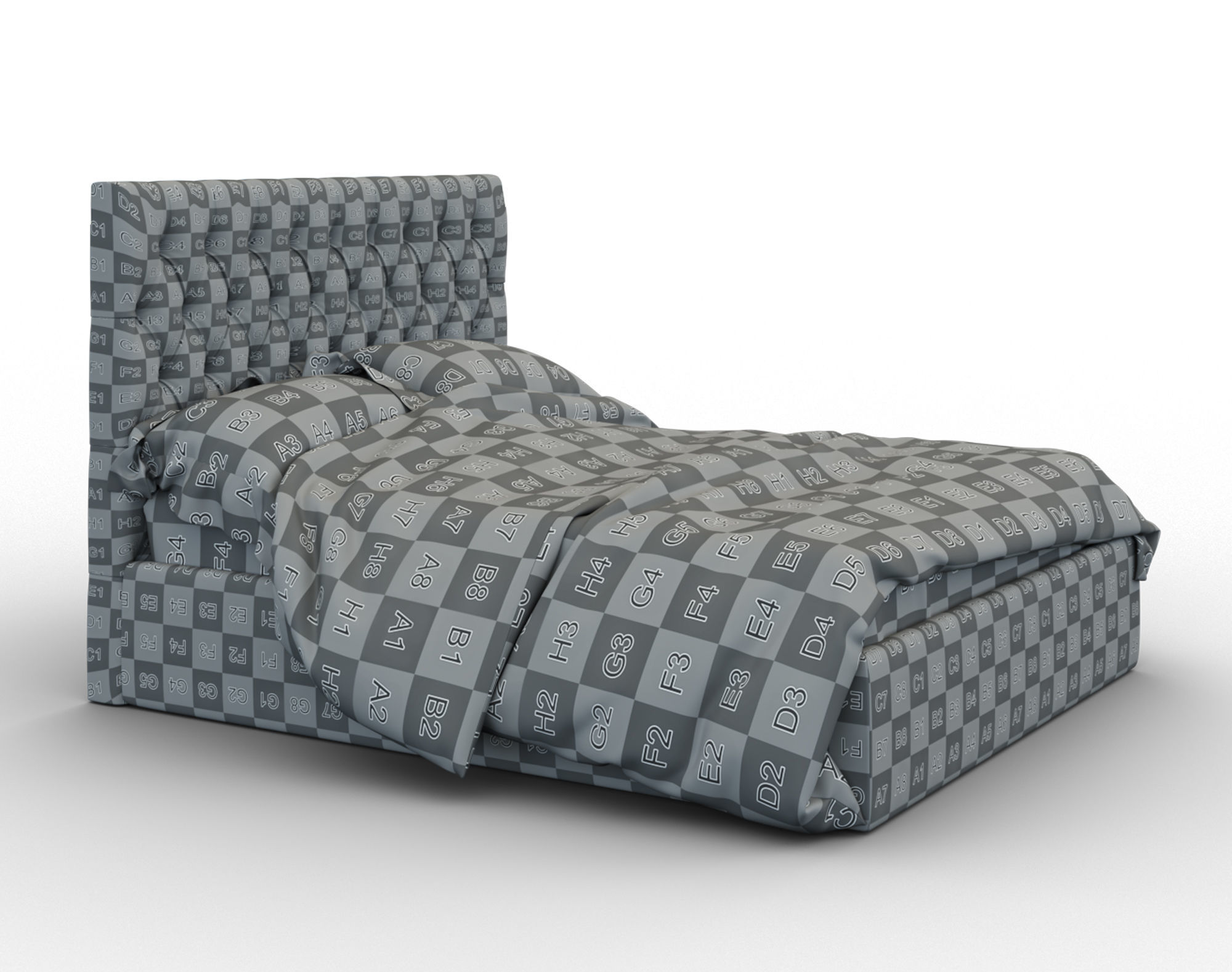 Forli bed with tufted headboard Free 3D model_20