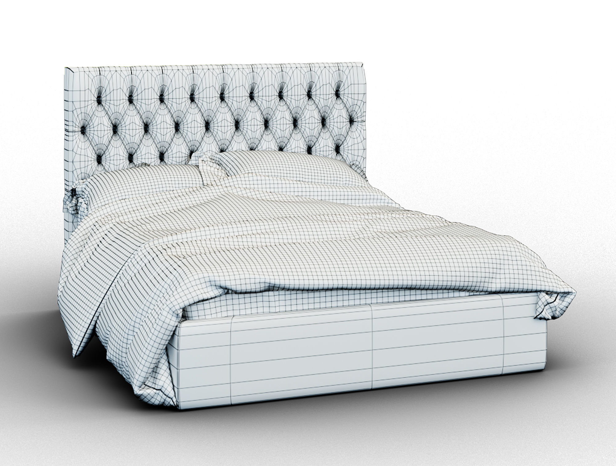 Forli bed with tufted headboard Free 3D model_13