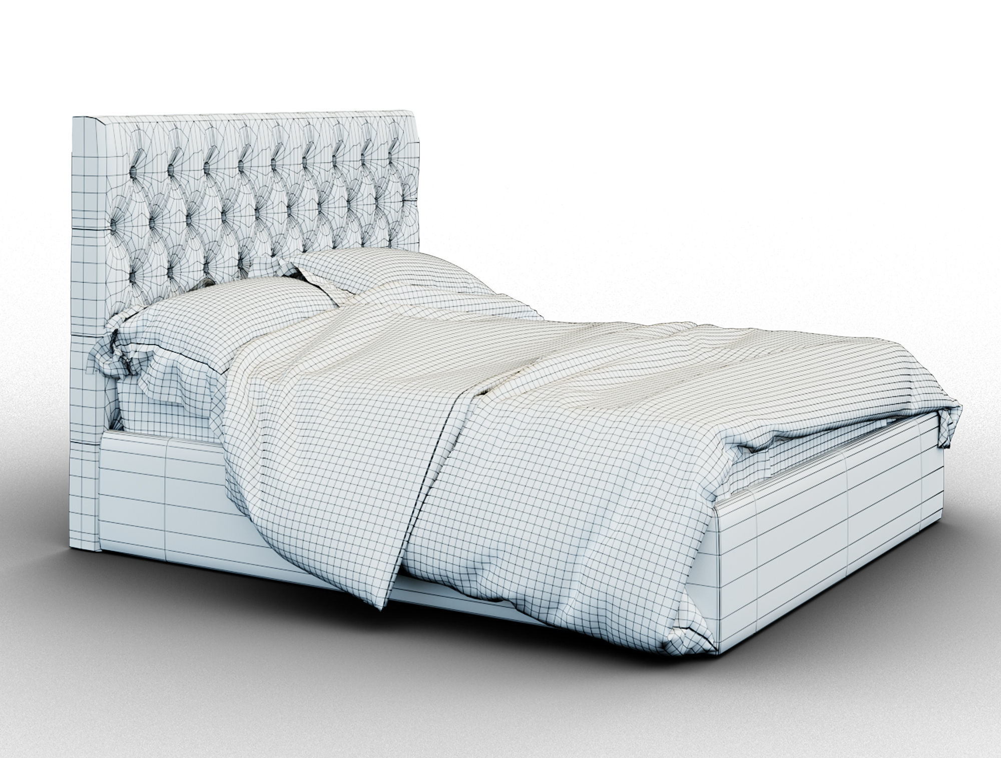 Forli bed with tufted headboard Free 3D model_12