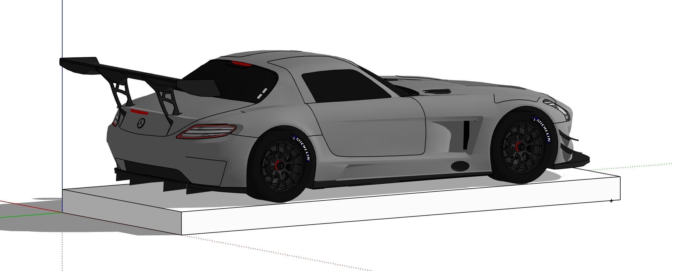Mercedes Benz SLS AMG GT3 SketchUp Pro 2019 Race Car 3D model_5