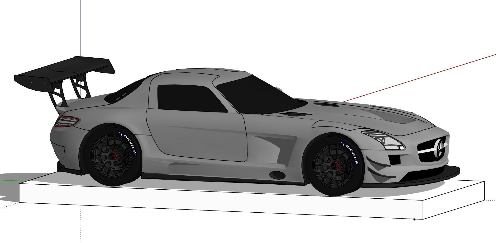 Mercedes Benz SLS AMG GT3 SketchUp Pro 2019 Race Car 3D model_4