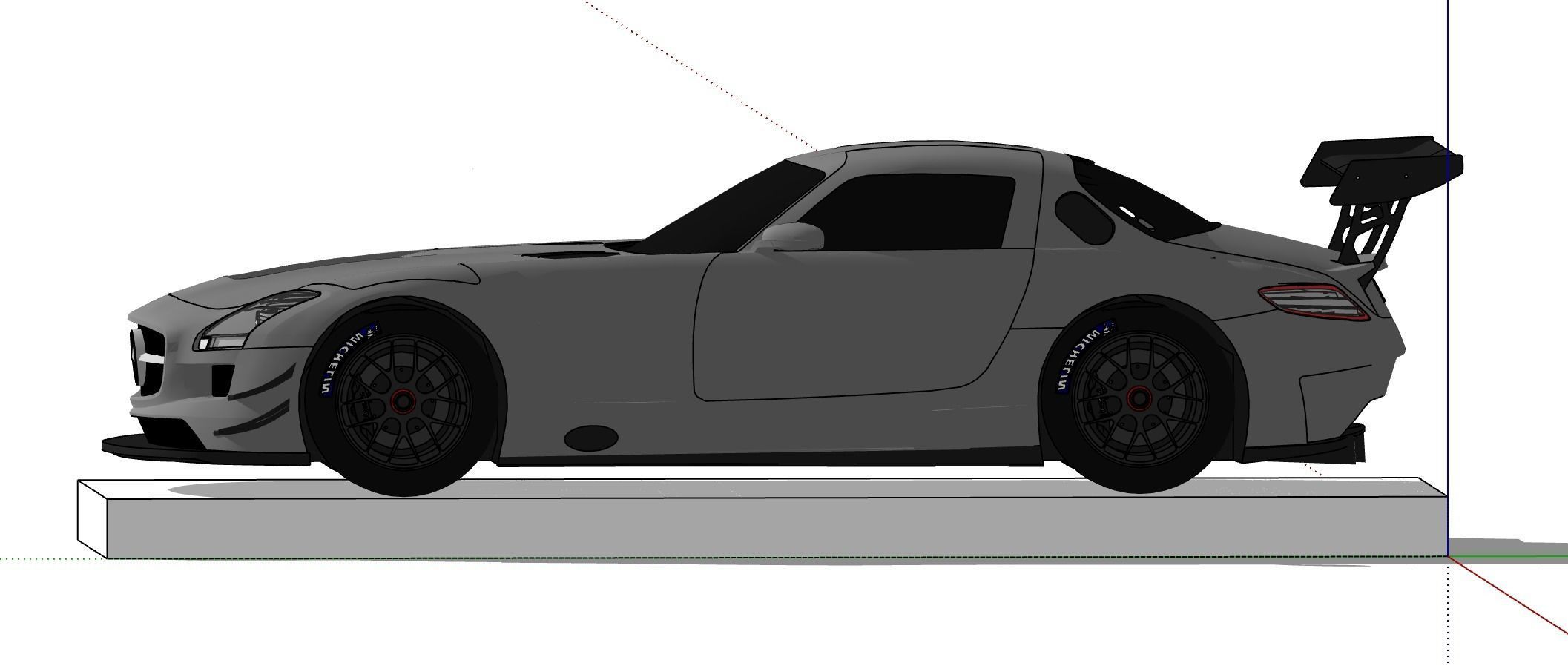 Mercedes Benz SLS AMG GT3 SketchUp Pro 2019 Race Car 3D model_9