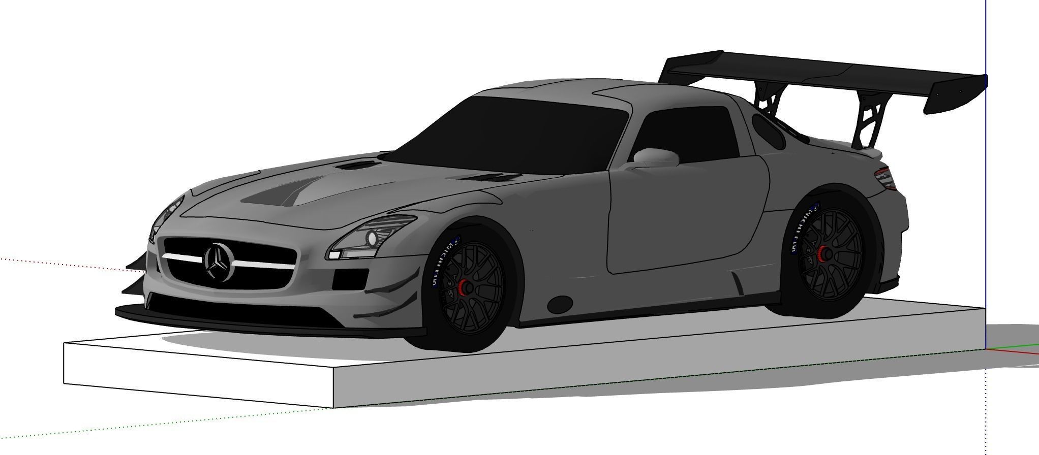 Mercedes Benz SLS AMG GT3 SketchUp Pro 2019 Race Car 3D model_10