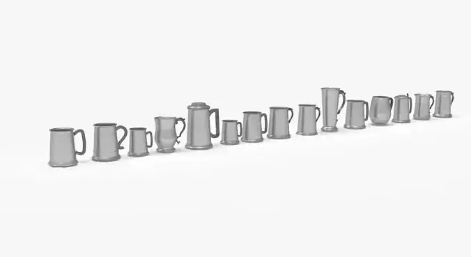 Medieval metal tankard set