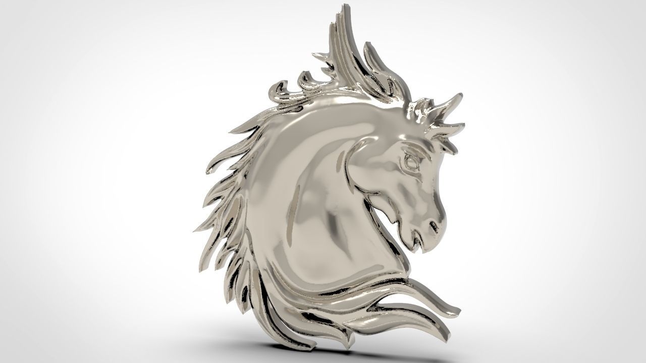 horse silver head pendant 3D print model_1