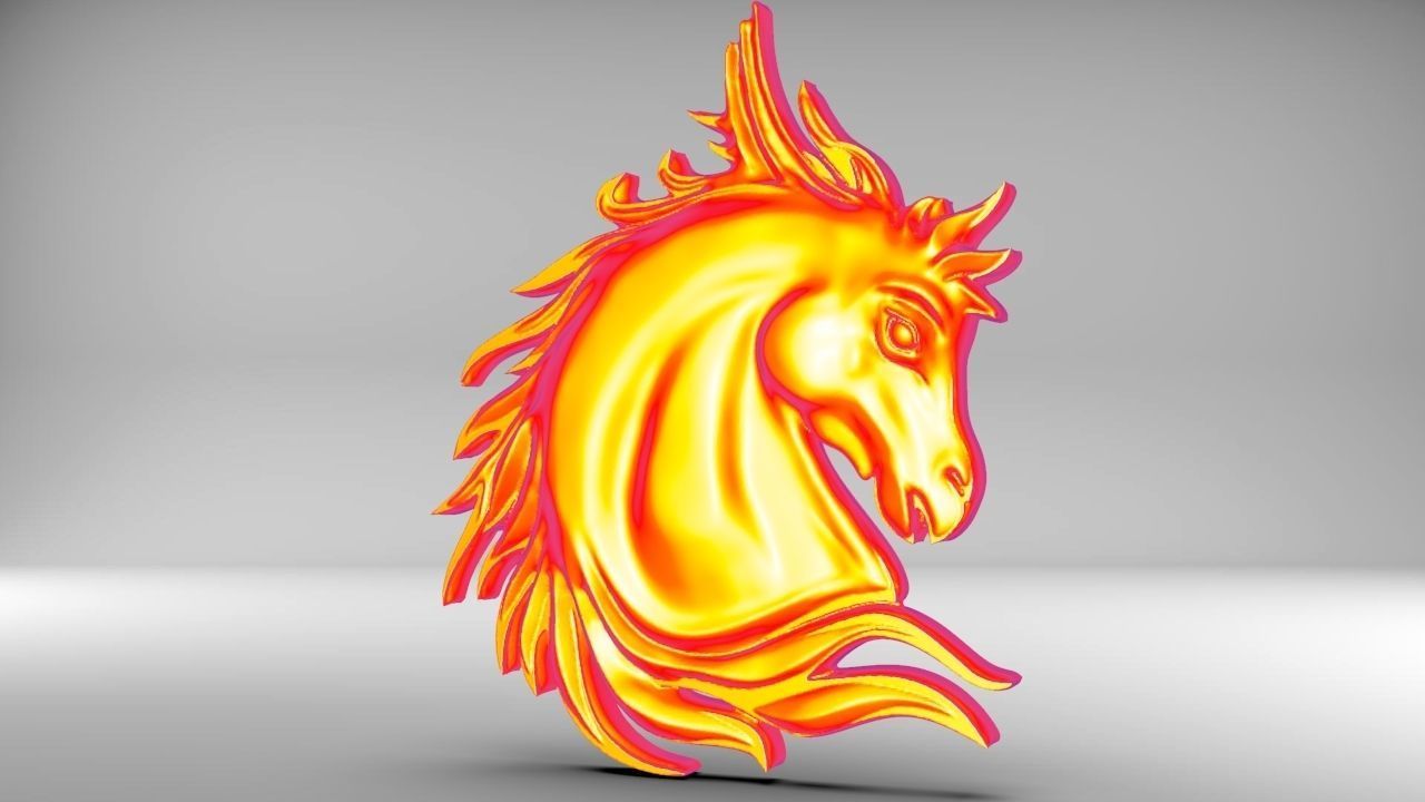 horse silver head pendant 3D print model_4