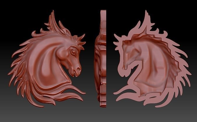 horse silver head pendant 3D print model