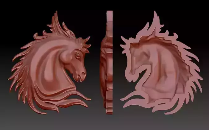 horse silver head pendant