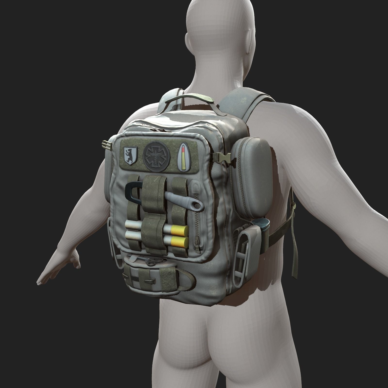 Backpack low poly human generic Low-poly 3D model_1