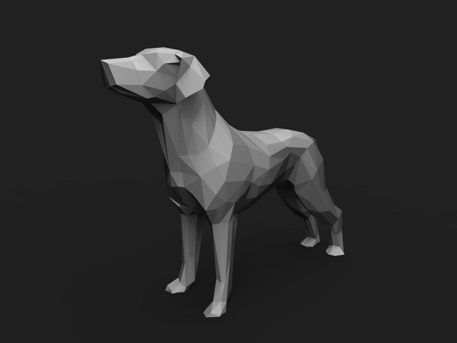 Dog Low Poly 3D print model_2