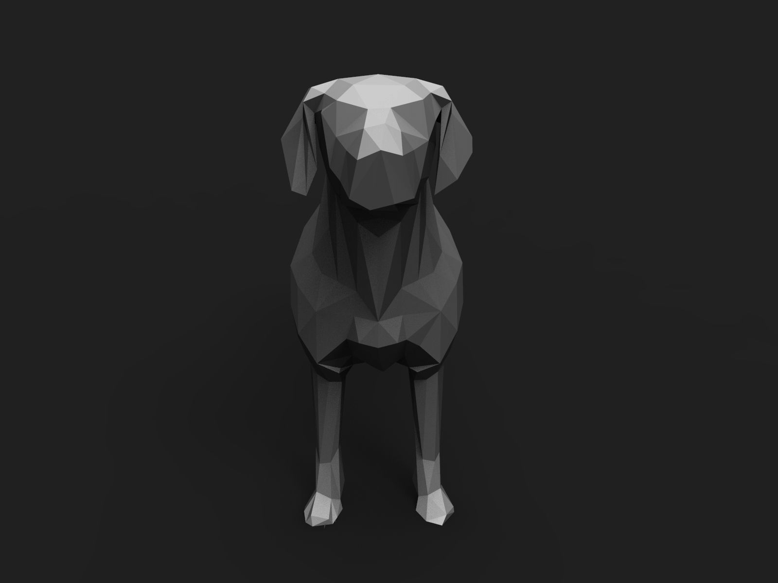 Dog Low Poly 3D print model_3