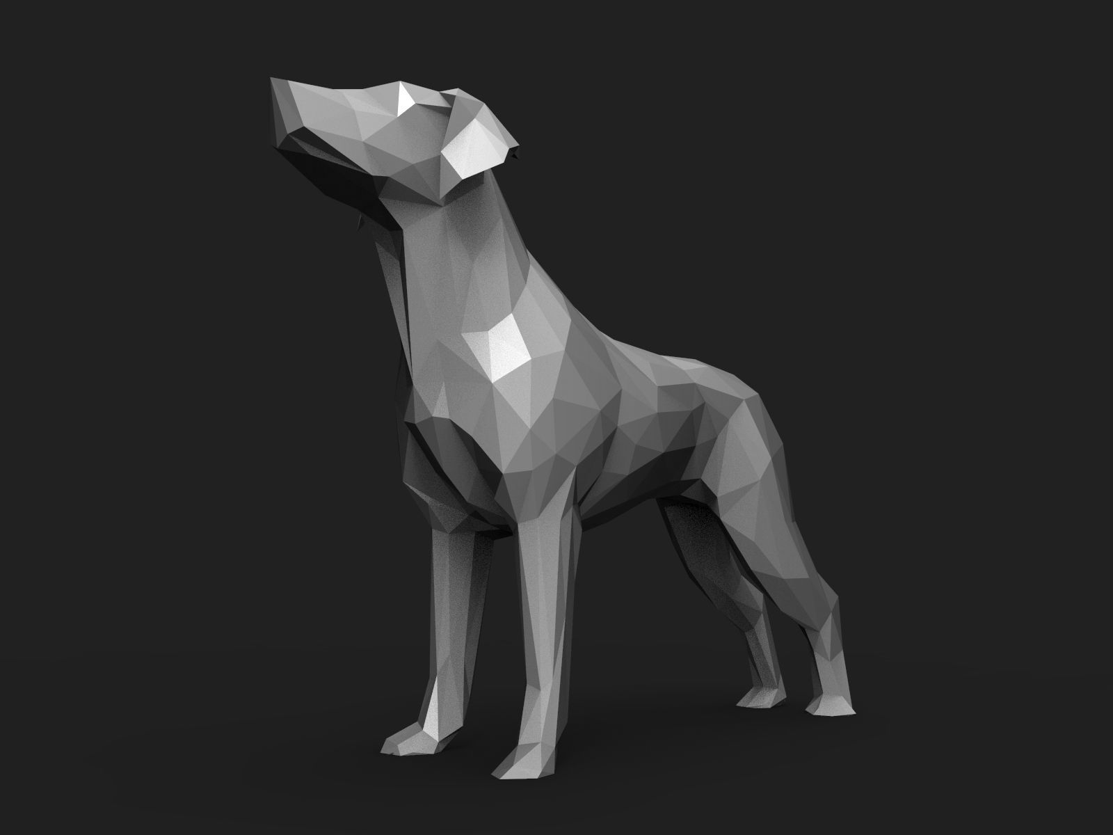 Dog Low Poly 3D print model_4