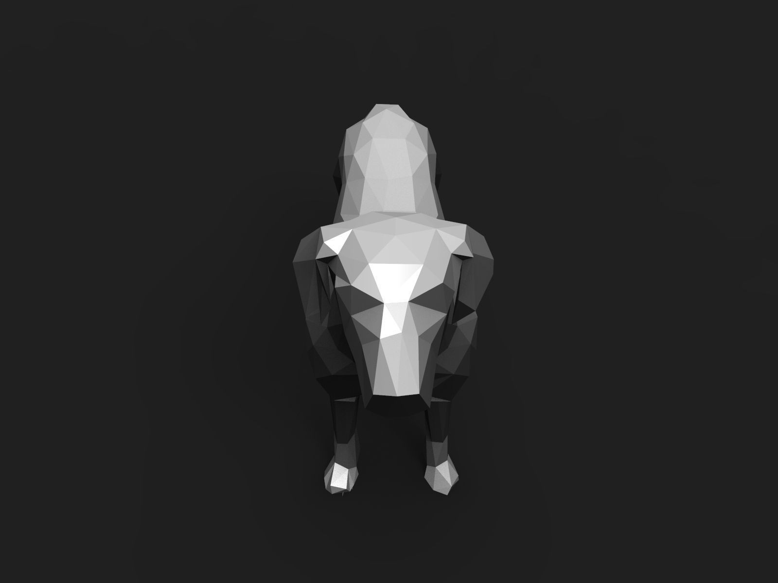 Dog Low Poly 3D print model_9