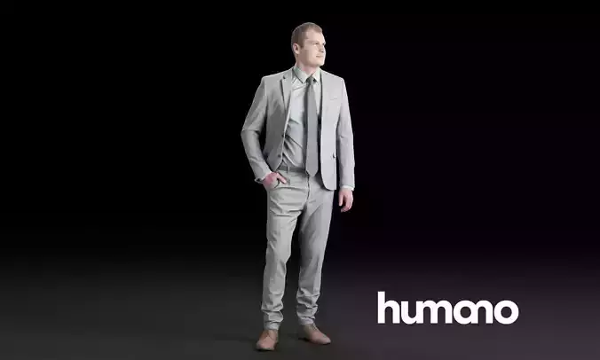 Humano Elegant business man standing and looking 0105 3D model
