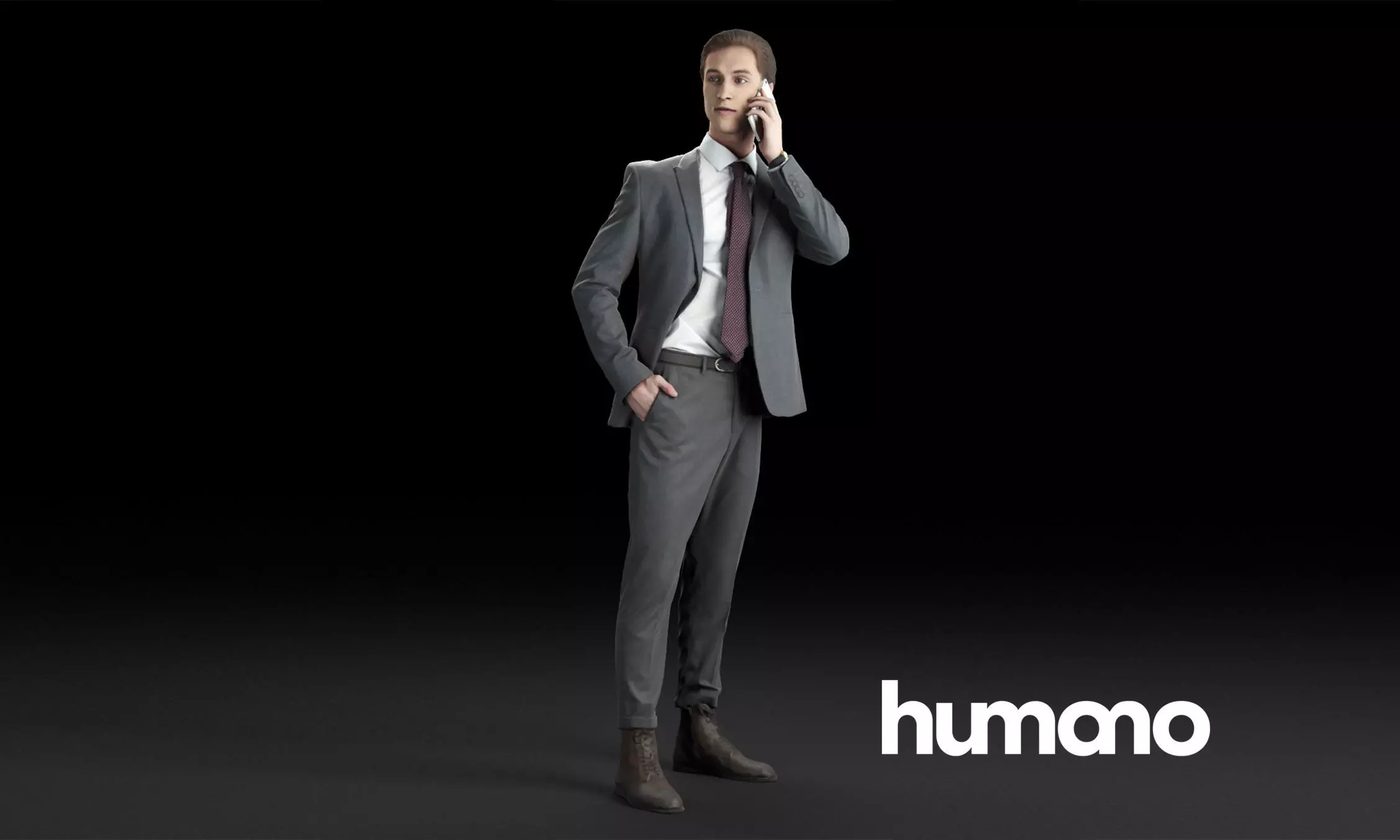 Humano Elegant business man standing and calling 0106 3D model