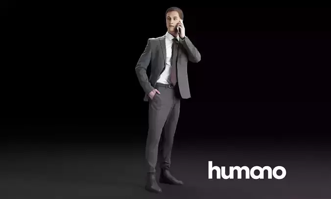 Humano Elegant business man standing and calling  0106 3D model