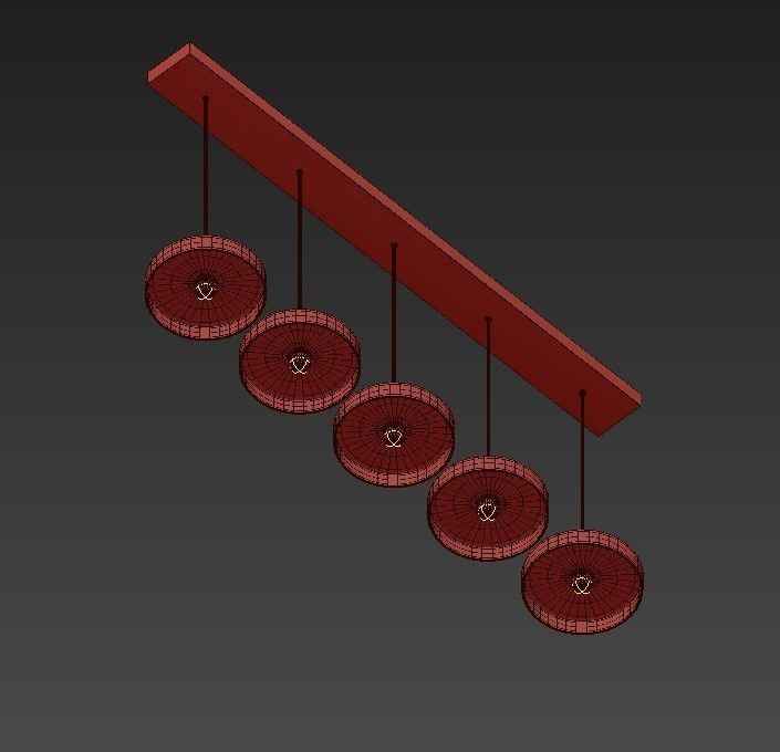 PERFECTA hanging lamp with four lights 3D model_5