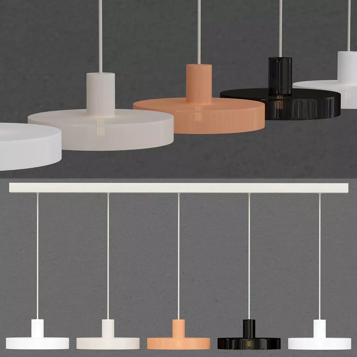 PERFECTA hanging lamp with four lights 3D model_0