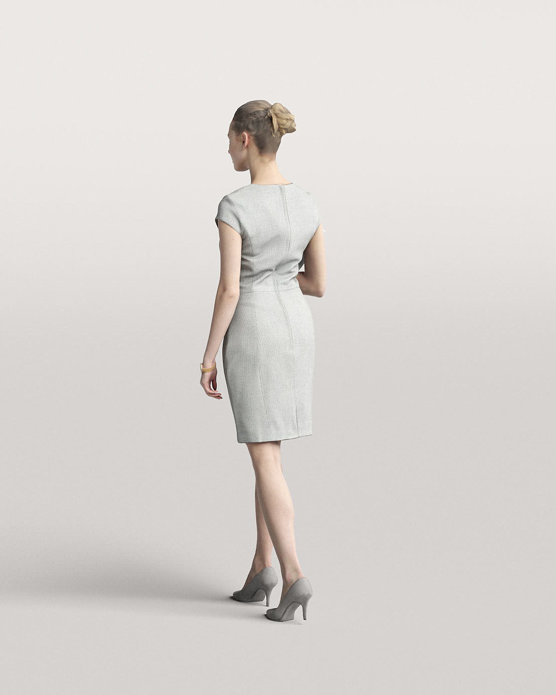 Humano Elegant business woman walking with papers 0110 3D model_2