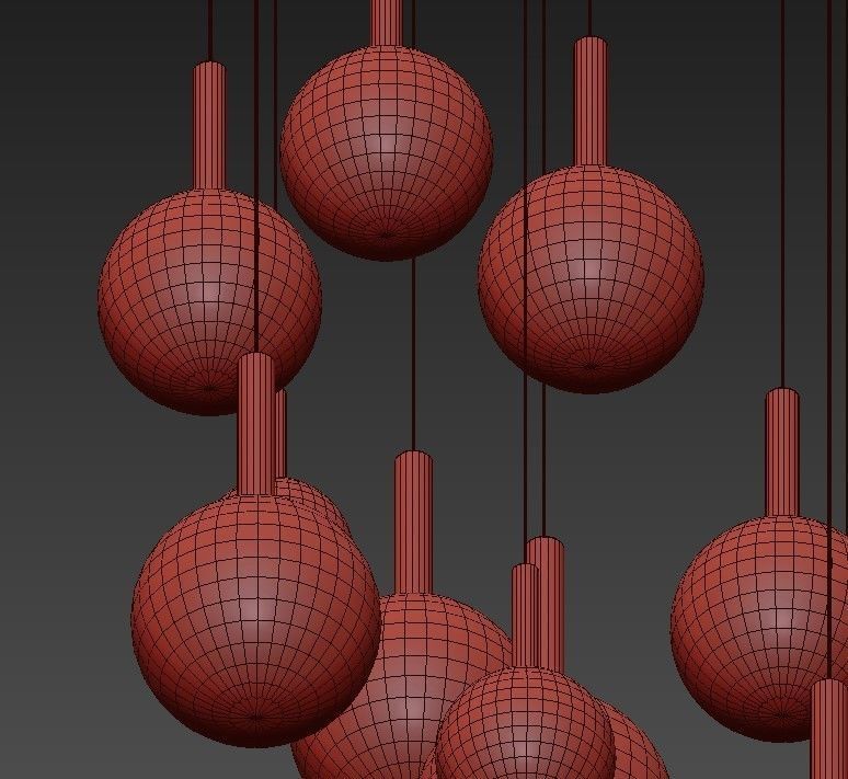 Chandelier with balls hanging from it 3D model_5