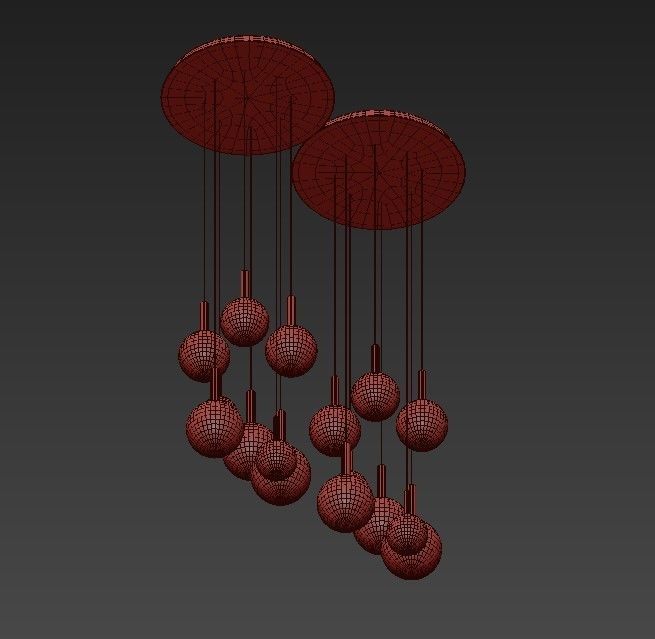 Chandelier with balls hanging from it 3D model_2