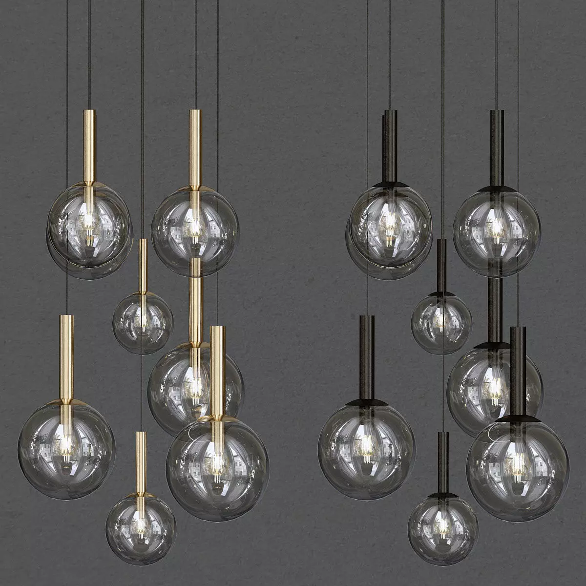 Chandelier with balls hanging from it 3D model_0