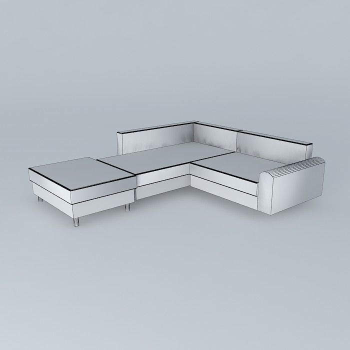 Orange Corner Sofa Free 3D model_4