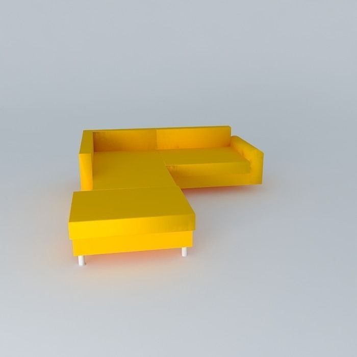 Orange Corner Sofa Free 3D model_2