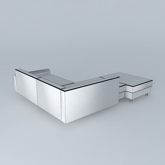 Orange Corner Sofa Free 3D model_3