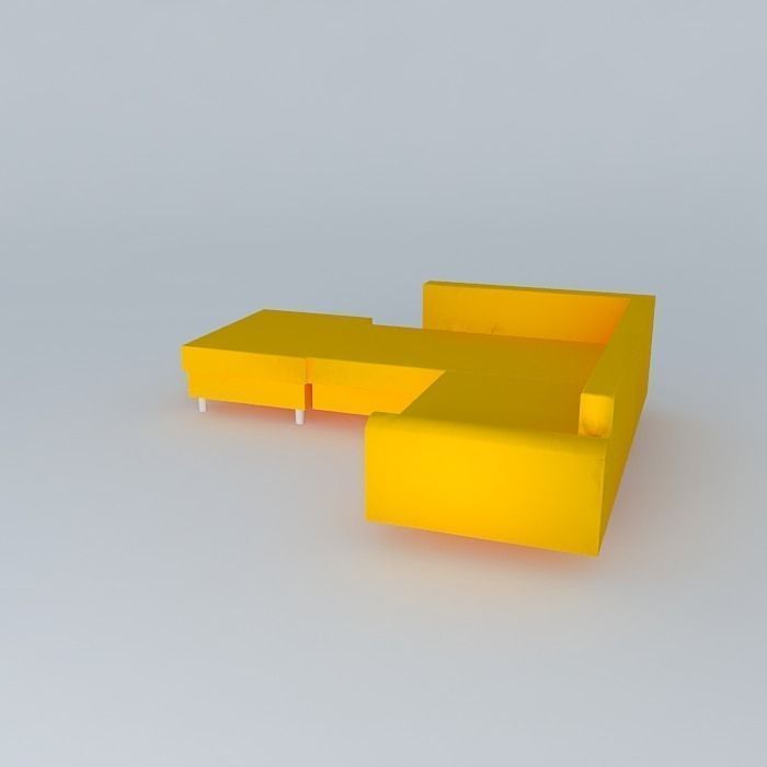 Orange Corner Sofa Free 3D model_1