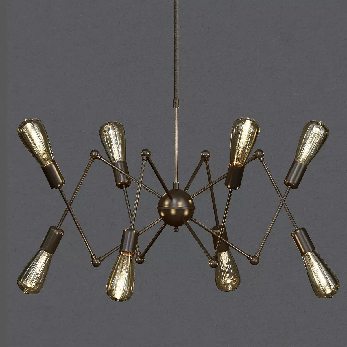 ATOMIC 8 spider chandelier with six bulbs 3D model
